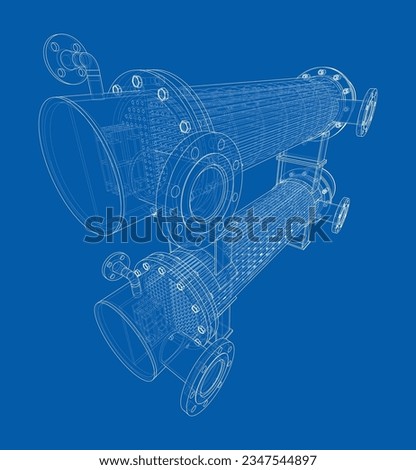 Petroleum Equipment. Vector rendering of 3d. Wire-frame style