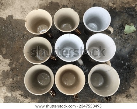 old tea cups close up