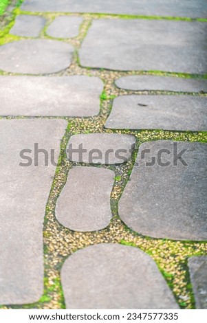 Zen stone path in a Japanese Garden, Takamatsu, Kagawa, Japan . High quality photo