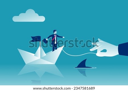 Business helping concept. Businessman gives a helping hand to an employee. To give help human, metaphor. Vector illustration flat design. Isolated on white background.  Royalty-Free Stock Photo #2347581689