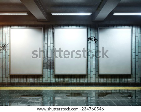 big three vertical poster on metro station