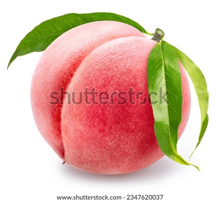 Peach fruit isolated on white background, Fresh Peach on White Background With clipping path. Royalty-Free Stock Photo #2347620037