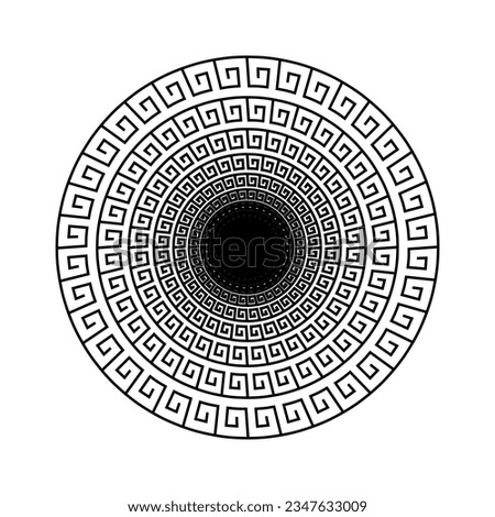 Circle greek pattern. Roman circles symbol. Outline greece ornament isolated on white background. Round greec graphic for design prints. Circular ancient ornament. Fret rome key. Vector illustration Royalty-Free Stock Photo #2347633009