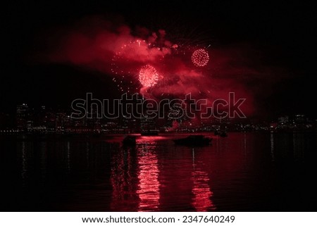 Picture of Fireworks over Wellington City for the Fifa Womans World Cup 2023.  Royalty-Free Stock Photo #2347640249