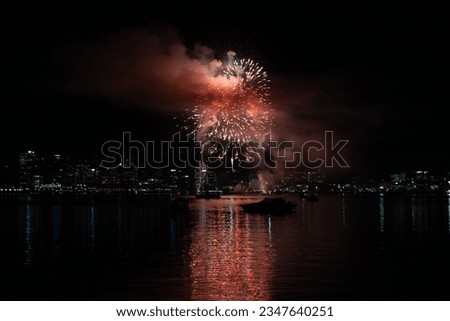 Picture of Fireworks over Wellington City for the Fifa Womans World Cup 2023.  Royalty-Free Stock Photo #2347640251