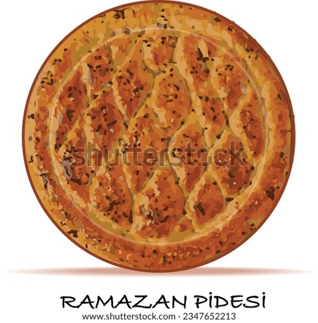 Traditional Turkish Ramadan Pita - Pita. Ramadan bread. The isolated vector. Royalty-Free Stock Photo #2347652213