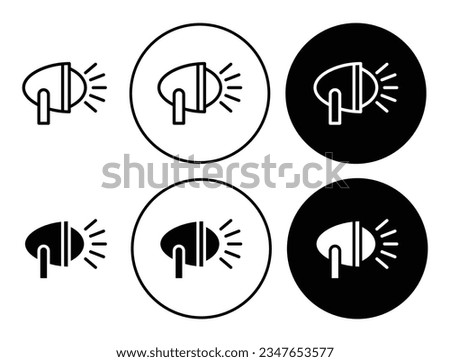 Bicycle head lamp vector icon set. bike headlight symbol in black color.