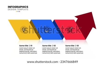 Infographic template with icons and 3 options or steps. Origami arrow. Can be used for workflow layout, diagram, banner, webdesign. Vector illustration