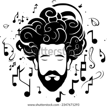 Music - Black and White Isolated Icon - Vector illustration