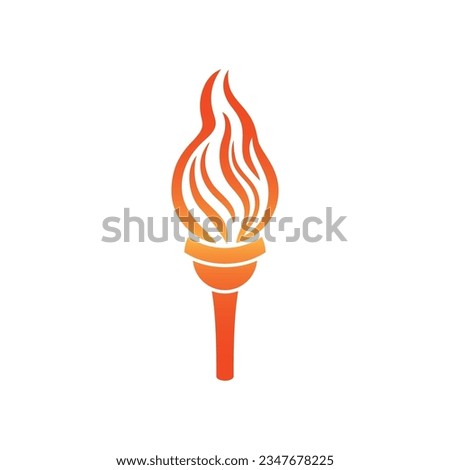 Torch Fire Icon vector of Torchlight Flame Logo clipart, flaming flambeau symbol hot energy sign. isolated on white background.