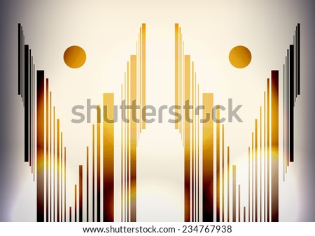 Gold Background with Stripes - Vector Illustration