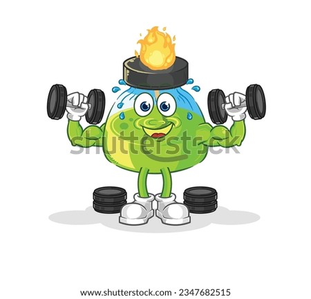 the laboratory spirit lamp weight training illustration. character vector