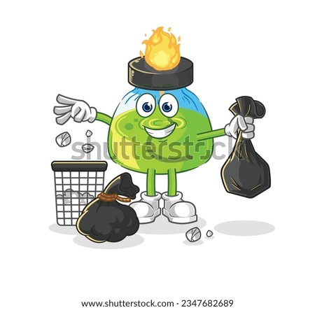 the laboratory spirit lamp Throw garbage mascot. cartoon vector