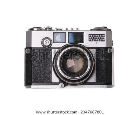 vintage old film camera isolated on white background