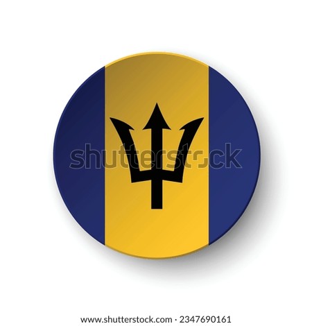 Flag of Barbados. Button flag icon. Standard color. Circle icon flag. 3d illustration. Computer illustration. Digital illustration. Vector illustration.