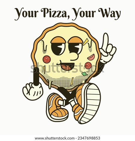 Pizza Character Design With Slogan Your Pizza, Your Way