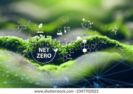 Net zero and carbon neutral concept. Net zero greenhouse gas emissions target. Climate neutral long term strategy. No toxic gases. Carbon neutral. Royalty-Free Stock Photo #2347702021
