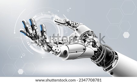 Artificial intelligence robot hand mock up on technology background, AI generated technology concept, vector illustration Royalty-Free Stock Photo #2347708781