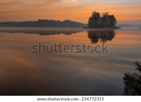 dawn on lake. beautiful landscape