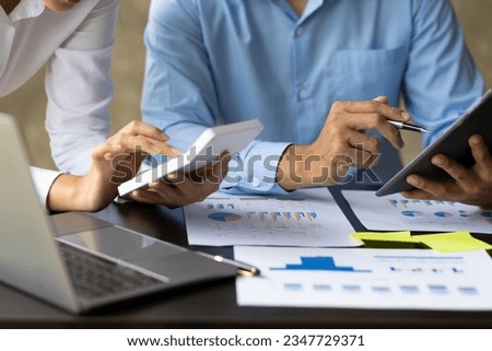 Meeting of financial advisors to analyze and audit accounts and plan budget management. Royalty-Free Stock Photo #2347729371