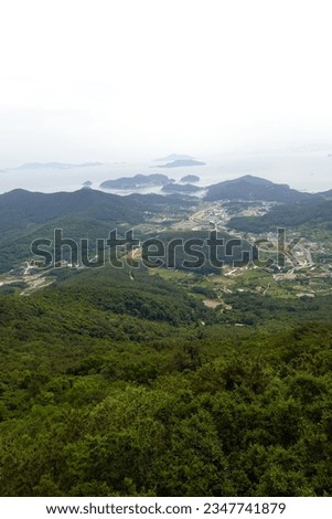 The wide view of Tongyeong from the cable car in Tongyeong