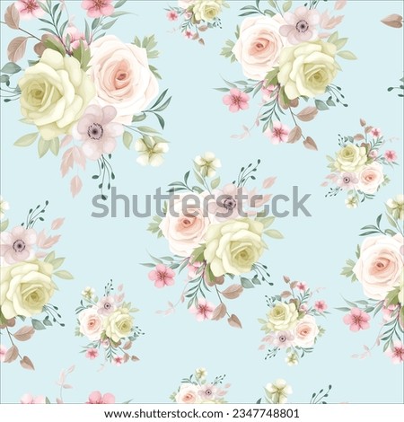 beautiful floral wreath seamless pattern