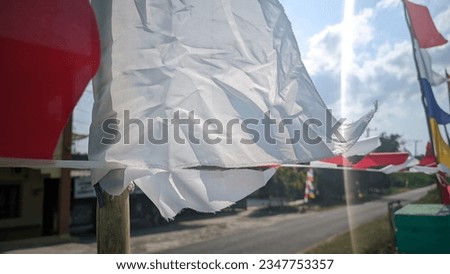 close up red and white flag of Indonesia independence day celebration edition