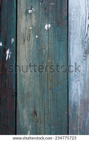 Green and blue old grunge wooden planks with some marks of white paint. Can be used both as a background for web and print