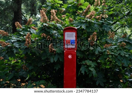 New York City Police and Fire emergency call box located in Riverside Park, Manhattan