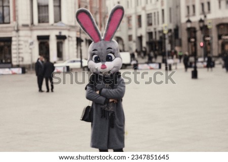 Girl dressed as a hare close-up