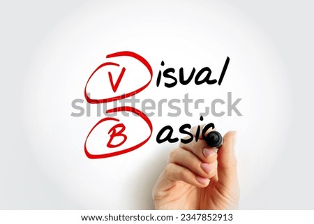 VB - Visual Basic is a name for a family of programming languages, acronym text concept with marker