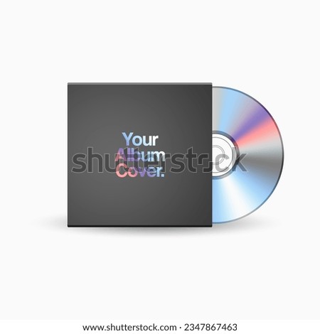 Realistic vector cd with album cover vector illustration. CD or DVD compact disc. Realistic vector compact disk. The CD-DVD compact disc and empty paper case template