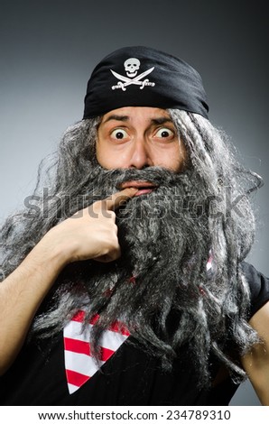Funny pirate with long beard