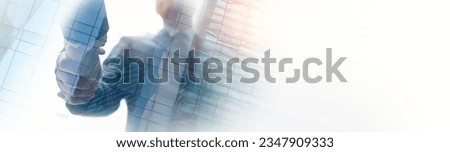 Businessmen making handshake with partner, greeting, dealing, merger and acquisition, business cooperation concept, joint venture, business, finance and investment and background Royalty-Free Stock Photo #2347909333