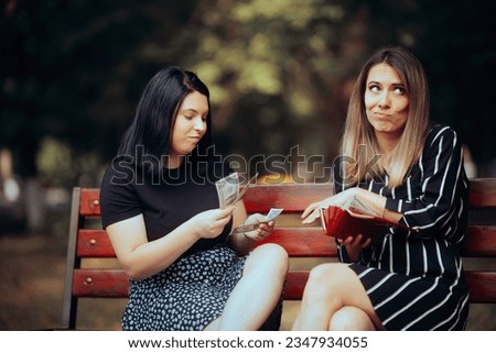
Woman in Debt Paying up the Load from a Friend. Sisters having a conflict over money and cash payment 
 Royalty-Free Stock Photo #2347934055