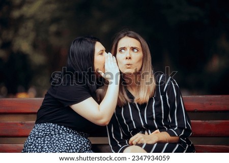 
Girl Whispering Rumors to her Curious Surprised Friend. Funny woman reacting to the gossip spread by her best friend 
 Royalty-Free Stock Photo #2347934059