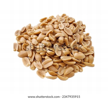a photography of a pile of peanuts on a white background, china cabinet to banish peanuts for health. Royalty-Free Stock Photo #2347935915