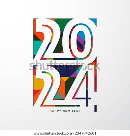 2024 Happy New Year Text Design Vector. 2024 Number Design Template. 2024 Happy New Year Symbol. Vector Illustration.