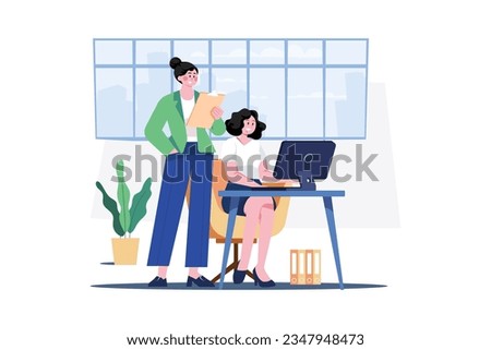 Supervisor leading team activities Illustration Concept Royalty-Free Stock Photo #2347948473