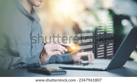 Accountant checking steps through virtual online document with list of checkboxes Concepts of practices and policies, company articles of association Terms and Conditions ,document system  Royalty-Free Stock Photo #2347961807