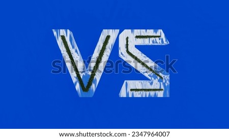 versus water material isolated on blue background Royalty-Free Stock Photo #2347964007