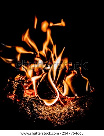 Image of blazing red flames.  nice picture of a campfire