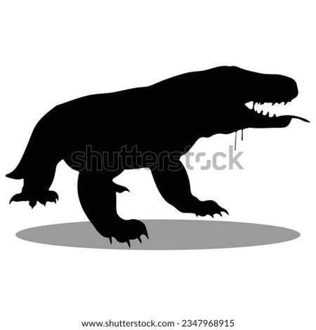 Komodo Dragon silhouette, Komodo Dragon Vector illustration, Komodo Dragonisolated on white background																									