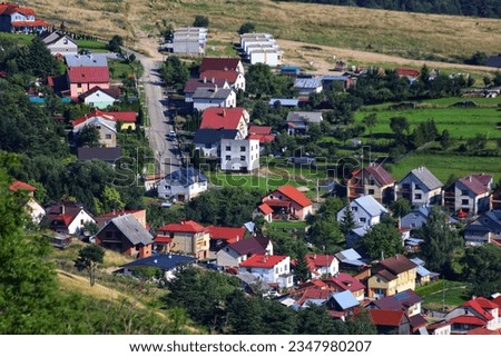 Panorama of the city of Stara Lubovna, Slovakia. Summer landscape.