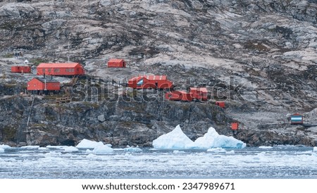 Primavera station on a rocky slope at Cierva Cove, Antarctica. High quality photo