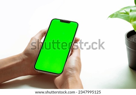 Blank screen smartphone in hands for copy space text advertising. 