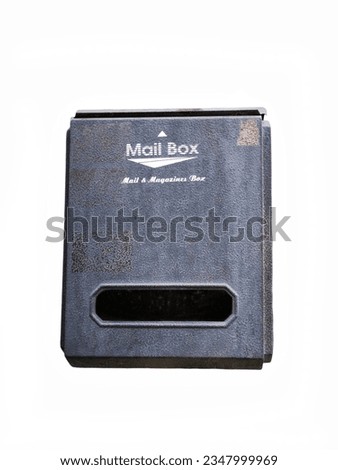 vintage old and dirty mailbox isolated on white background.