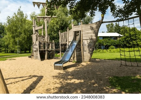 Playground in the green, playground for children, empty playground