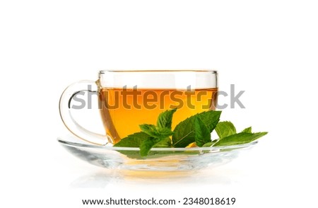 Soothing herbal tea blend with mint. Isolated on white background Royalty-Free Stock Photo #2348018619