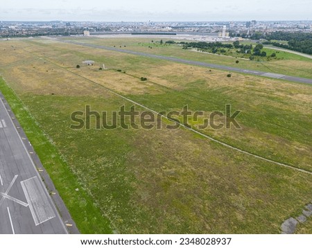 Aerial picture of the old airport Tempelhof in Berlin right from above from the views of a bird in the sky 